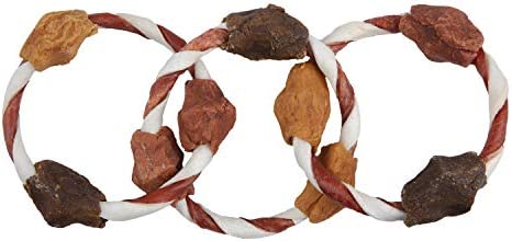Good'n'Fun Triple Flavor Play-Tug-Chew Rings 4 Count, Snack for All Dogs