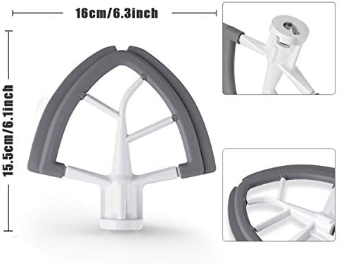 Flex Edge Beater For Kitchenaid,Kitchen Aid Mixer Accessory,Kitchen Aid Attachments For Mixer,Fits Tilt-Head Stand Mixer Bowls For 4.5-5 Quart Bowls,Beater With Silicone Edges,White