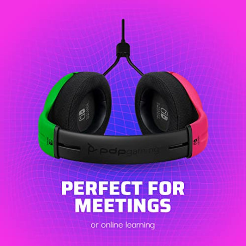 PDP Gaming LVL40 Stereo Headset with Mic for Nintendo Switch - PC, iPad, Mac, Laptop Compatible - Noise Cancelling Microphone, Lightweight, Soft Comfort On Ear Headphones - Splatoon 2 Pink & Green