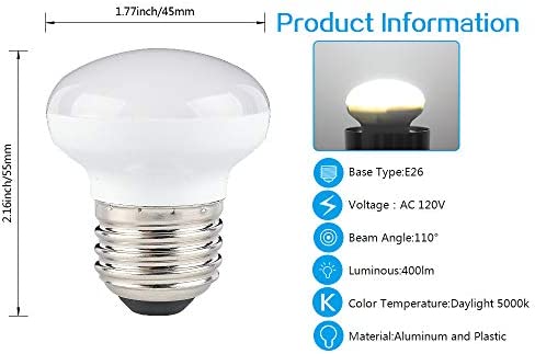 Haian Support Zorykn E26 Base Mini LED Reflector Floodlight, 4W(4 Pack), 40W Equivalent R14 Light Bulbs, 400 Lumens, Dimmable, 5000k Daylight