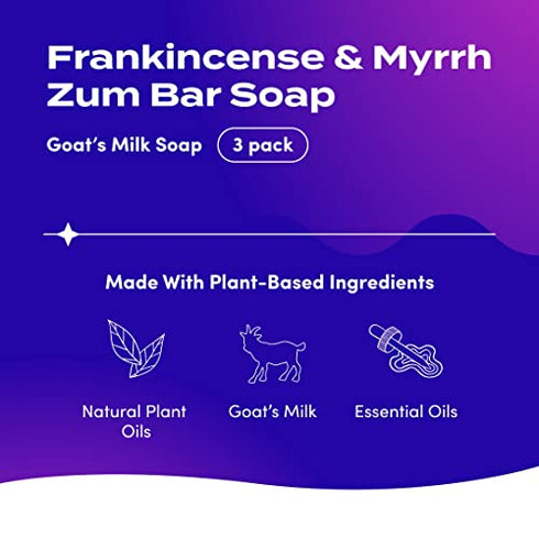 Indigo Wild Zum Bar Goat's Milk Soap - Frankincense and Myrrh - 3 oz (3 Pack)