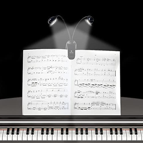 Vekkia 10 LED Music Stand Light, USB/AAA Battery Operated Book Light, Eye-Cared Clip on Light, 3 Brightness×3 Color Light up 2 Full Pages, Perfect for Readers, Kids, Music Stand