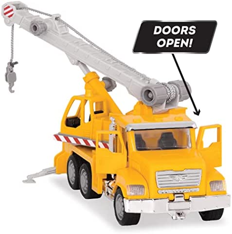 DRIVEN by Battat – Micro Crane Truck – Toy Crane Truck with Lights, Sounds and Movable Parts for Kids Age 3+ , Yellow