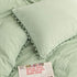 Sage Green Pom Poms Pillowcases, Green Standard Pillow Cases Set of 2, 100% Washed Microfiber, Dark Sea Green Ball Fringe Pillow Cover, 2 Pack (Queen, Sage Green)