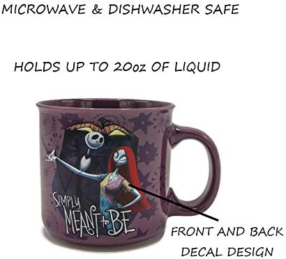 Silver Buffalo Disney Nightmare Before Christmas Simply Meant to Be Jack and Sally Ceramic Camper Style Mug, 20 Ounces