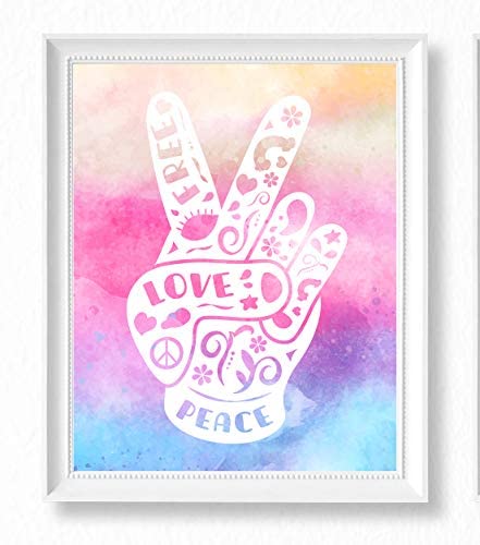 Teen Girl Room Wall Decor Art Prints - (UNFRAMED 8 x 10) Inspirational Wall Art, Motivational Quotes Posters for Kids, Tween Women Office Bedroom, Dorm, Cubicle, Desk (Don't Worry Be Happy)