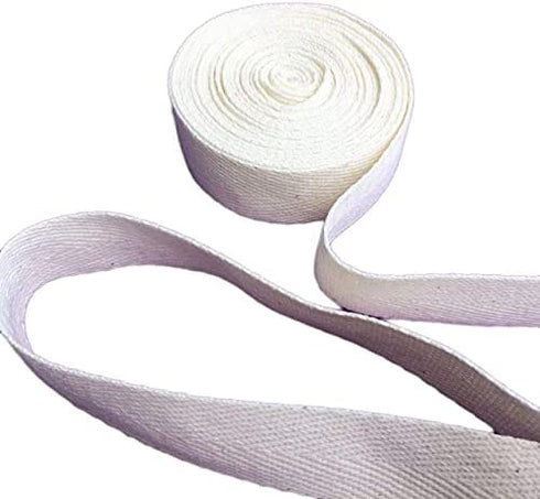 1" Inch X 5yards Cotton Strap Webbing Off White Beige Herringbone Pattern Handle Tote Bag Purse Luggage Belt Strapping - Fabric Twill Tape Ribbon Sewing DIY Gift Wrapping Home Decoration
