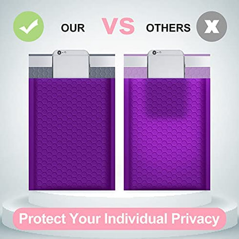 UCGOU Bubble Mailers 4x8 Inch Purple 50 Pack Poly Padded Envelopes Small Business Mailing Packages Opaque Self Seal Adhesive Waterproof Boutique Shipping Bags for Jewelry Makeup Supplies #000