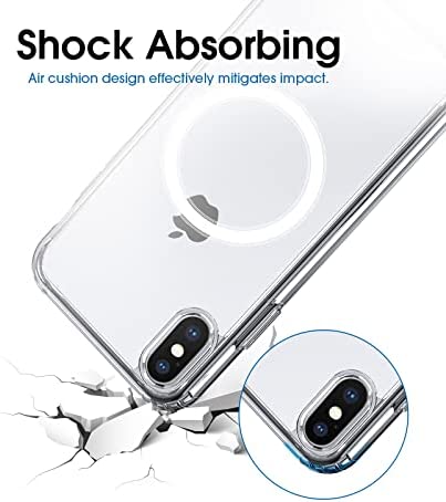 amCase Clear Case with Built-in Magnets Compatible with MagSafe, iPhone X/Xs (5.8"), Support Wireless Charging and Magnetic Stand, Strong Magnetic, Shockproof Protective