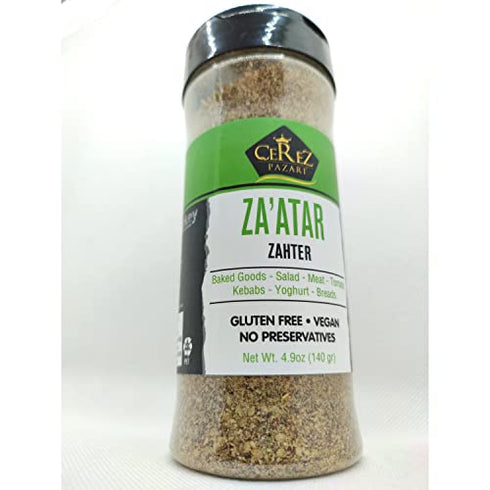 Cerez Pazari Zaatar Mediterranean Seasoning 4.9 oz (Zaatar/Zatar/Zahtar) Premium Grade, %100 Natural, Freshly Packed, Non-GMO, Gluten Free, No Preservatives
