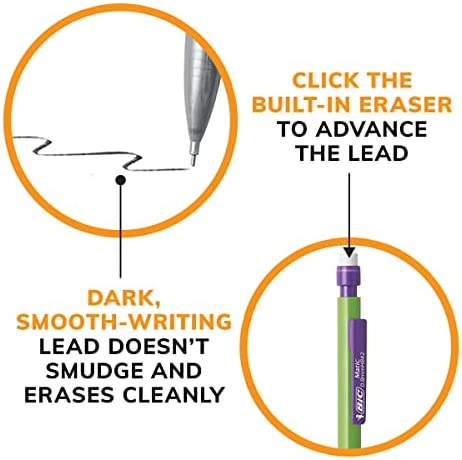 BIC Mechanical Pencil Variety Pack, Number 2 Pencils With Erasers, Fine Point (0.5mm), Medium Point (0.7mm) and Thick Point (0.9mm), 60 Count, Bulk Mechanical Pencils for School or Work (WX7TG026-BLK)