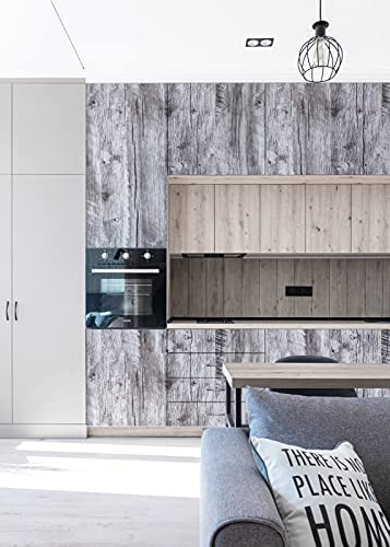 Gray Wood Rustic Contact Paper Wood Peel and Stick Wallpaper Reclaimed Wood Looking Wallpaper Removable Adhesive Wallpaper Wall Covering Shelf Vinyl Paper Roll 118.71inchX17.71inch