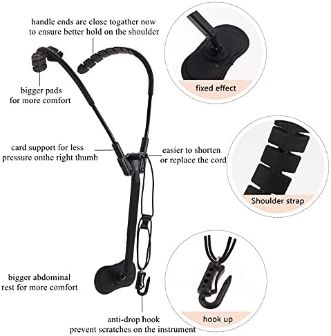 Generic Saxophone Shoulder Harness Aluminum Metal Sax Holder Comfortable Sax Neck Strap Hook for Saxophone for Horn Tenor Baritone Alto Sax Soprano Clarinet