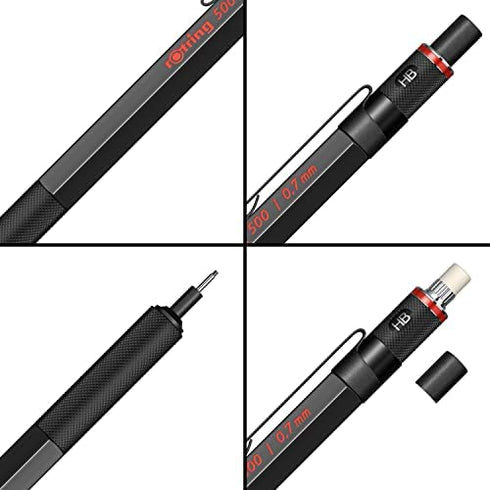 rOtring 1904727 500 0.7mm Mechanical Pencil, Black (502507N)