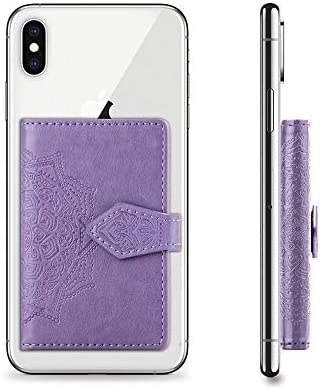 MEUPZZK Cell Phone Wallet Slim 3M Adhesive Credit Card Holder Stick on Wallet Cell Phone for iPhone/Android/Samsung Galaxy and Most Smartphones (M-Purple)