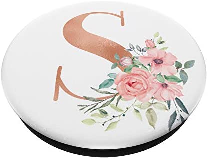 Rose Blush Floral Monogram Letter S Pretty Pink Flowers PopSockets PopGrip: Swappable Grip for Phones & Tablets