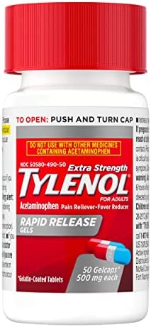 Tylenol Extra Strength Acetaminophen Rapid Release Gels for Pain & Fever Relief, 50 ct