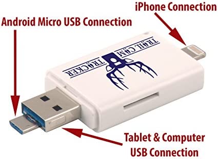 Trail Cam Tracker SD Card Reader for iPhone & Android Micro USB – Best & Fastest Game Camera Viewer – Deer Hunting Smartphone Memory Card Player - Free Case- Hunt Big Bucks