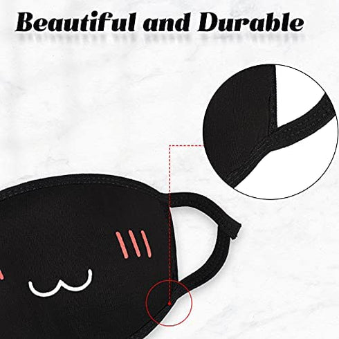 10 Pieces Kawaii Mask Anime Face Mouth Mask Cute Mouth Covering Reusable Washable Mouth Mask for Women Girls Kids, Black and White