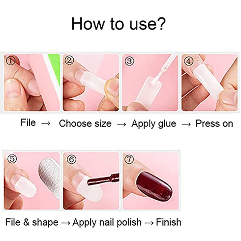 Fake Nails 500PCS Short Square Nail Tips Half Cover French Acrylic Nails
