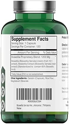 Boswellia Serrata Herbal Extract Capsules | 1200 MG/Capsule (120 Capsules) | Joint Support Supplement* | Promotes Mobility & Flexibility* | Ayurvedic Herb: Indian Olibanum/Frankincense | TNVitamins