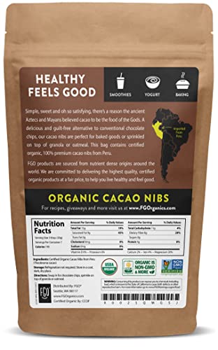 Organic Cacao Nibs | Premium Criollo Beans from Peru | 8oz Resealable Bag