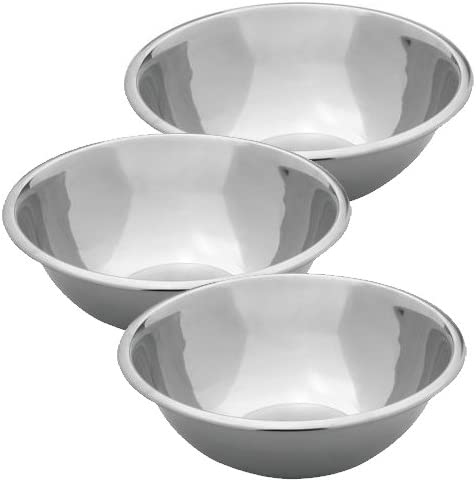Heavy Duty Stainless Steel Mirror Finish Commercial Restaurant Mixing Bowl 3 Quart (Set of 3)