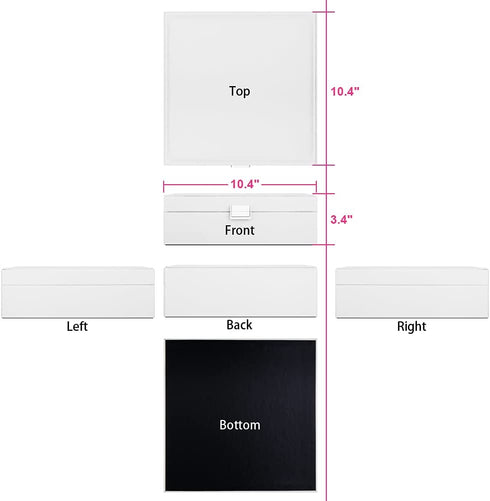 A&A Large Jewelry Storage Organizer Box 2 Layers Combined Storage Case with Buckle White