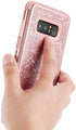 WORLDMOM for Galaxy Note 8 case, Rose Gold Glitter Luxury Sparkly Hybrid 3 Layers Heavy Duty Shockproof Protective with Bling Shiny Pretty Cute Fashion Design case for Samsung Galaxy Note 8