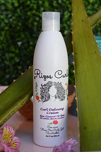Rizos Curls Curl Defining Cream for Curly Hair. For Defined, Bouncy, Shiny, Frizz-Free, Voluminous Curls. With Aloe Vera, Shea Butter & Coconut Oil.