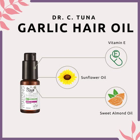 Farmasi Dr C Tuna Concentrated Garlic Oil for Hair Growth, Revitalizing Sweet Almond, Vitamin E, Sunflower, and Minerals, Nourishes Strands and Restores Silky Softness, Men and Women, 30 mL