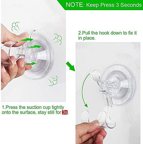 Shower Suction Cup Hooks, LUXEAR 4 Pack Razor Holder for Inside Shower Removable Reusable Wall Hangers for Bathroom Waterproof Powerful Vacuum suction cup hooks for Loofah Towel Robe Bathrobe Kitchen