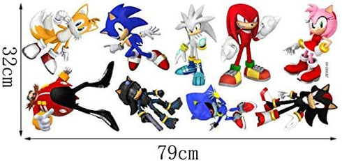 Sonic The Hedgehog Cartoon 3D Broken Wall Game Wall Stickers Children's Bedroom Living Room Background Wall Stickers Removable PVC Home Decoration
