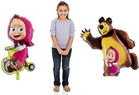 Must Have Set of Two Balloons Masha and the Bear, for Party Supplies and Birthday Globos Masha y el Oso