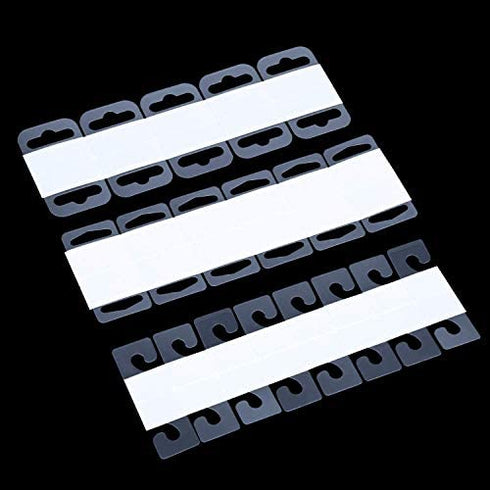 SnowTing 120Pcs Self Adhesive Plastic Hang Clear Tabs Hooks Display Card for Store Retail Display Slat Wall Hook Hangers, J-Hook & Slot Hole Pegboard Hang Tabs 2 Styles - Multiple Pack