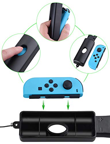 Tennis Racket for Nintendo Switch&Switch OLED Joy-Con, Tendak Grip Sports Game Accessories for Mario Tennis Aces Game with 12 in 1 Game Card Case (2 Pack, Black)