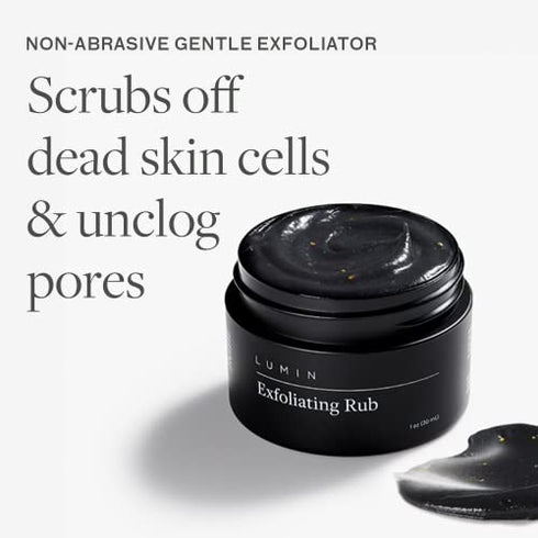Lumin Exfoliating Rub for Men (1 oz) - Activated Charcoal Face Exfoliator Rub for Reducing Dullness, Dryness, Dark Spots, Blackheads, and Shaving Irritation - Achieve Your Best Look