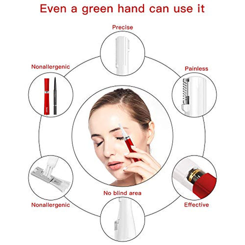 Eyebrow Trimmer, Electric Precision Eyebrow Razor for Women Portable Facial Hair Remover with Comb Eyebrow Epilator LED Light No Pulling Sensation Painless for Face Chin Lips Neck Bikini-line Armpit