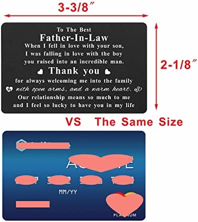 Laluminter Father In Law Engraved Wallet Card Inserts, Worlds Best Father-in-law Ever, Thank You for Raising The Man of My Dreams Fathers Day Presents