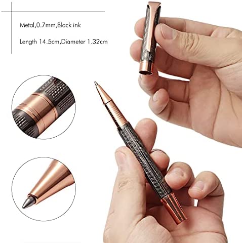 SHALORY Ballpoint and Rollerball Pen Set, Stylish Line Engraved Metal Pen Elegant Smooth Writing Gift Pen (2 Pens with 2 Extra Refills)