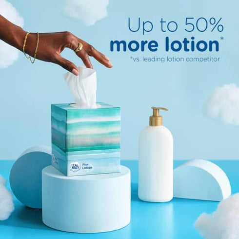 Puffs Plus Lotion Facial Tissues, 1 Family Box, 124 Tissues per Box