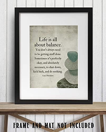 "Life is All About Balance"- Motivational Quotes Wall Art-8 x 10"- Modern Typographic Wall Print- Ready to Frame. Inspirational Home Decor. Office-Studio Decor. Give Yourself Permission To Do Nothing!
