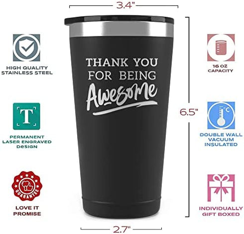 Thank You Gifts for Men - 16 oz Awesome Thank You Gift Tumbler, Appreciation Gifts for Women, Thank You Gifts for Coworkers, Thank You Gifts for Women, Thank You Gifts Bulk, Employee Thank You Gifts