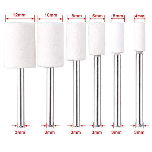 Polishing Buffing Wheels Set,Wool Felt Mounted Mandrel Grinding Bits Grinder Head Polish Watch Jewelry Rotary Tool Accessories Attachment - for Dremel 1/8 Inch Shank ?38Pieces ?