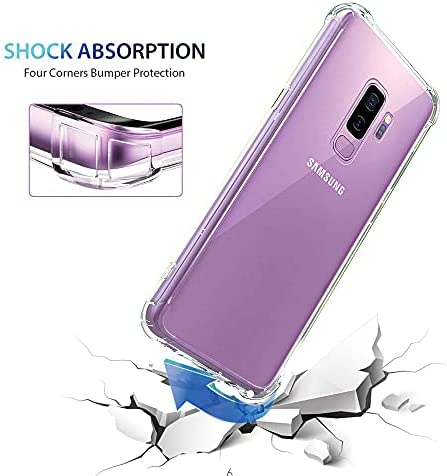 Galaxy S9 Plus Case Crystal Clear Shockproof Bumper Protective Phone Cover for Samsung Galaxy S9+ Transparent Pure TPU Skin for Men Women Girls Flexible Rubber Silicone