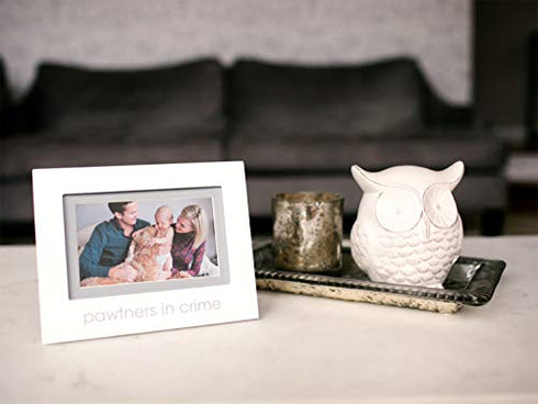 Pearhead Pawtners in Crime Sentiment Keepsake Picture Frame, Pet and Baby Best Friends Frame, Gender-Neutral Baby Nursery Décor Accessory, White