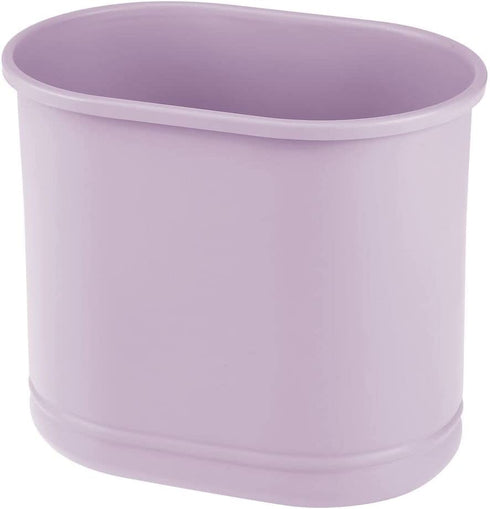 mDesign Slim Oval Metal Trash Can, Small Wastebasket, Garbage Receptacle Bin for Bathrooms, Powder Rooms, Kitchens, Home Offices - Light Purple