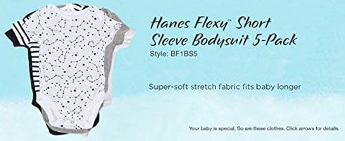 Hanes Baby Bodysuits, Ultimate Baby Flexy Bodysuits, Infant Short Sleeve, 5-Pack
