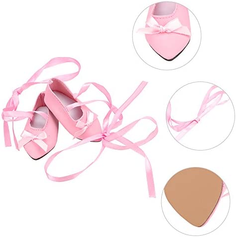 BARWA 18 Inch Doll Clothes Ballet Ballerina Outfits Dance Dress Custume Compatible with 18 Inch Dolls - 4 PCS Pink Leotard with Tutu Skirt, Tights and Ballet Shoes