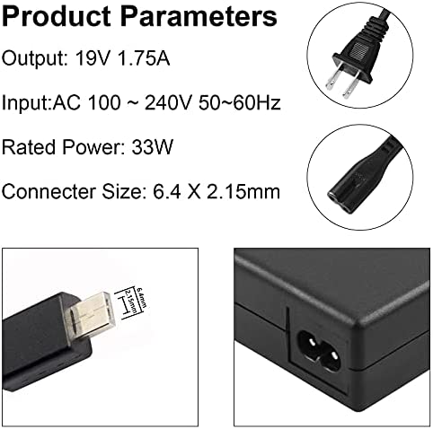 AC-Adapter-Charger Replacement for Asus-Eeebook X205 X205T X205TA, VivoBook E200HA, Transformer Book Flip TP200SA, AD890526 AS19175-808 Laptop Power-Supply Cord